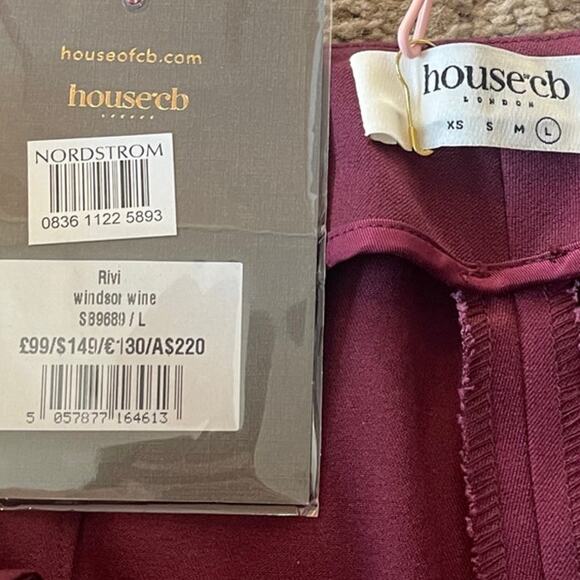 House of CB Rivi Wine Straight Leg Trousers Size L Holidays Date Night Career - Picture 5 of 12